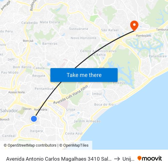 Avenida Antonio Carlos Magalhaes 3410 Salvador - Bahia 40280 Brasil to Unijorge map