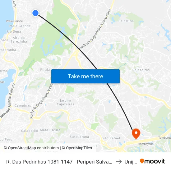 R. Das Pedrinhas 1081-1147 - Periperi Salvador - Ba 40750-276 Brasil to Unijorge map