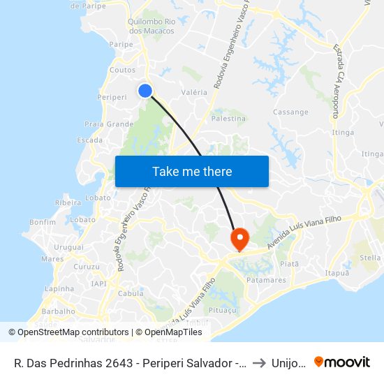 R. Das Pedrinhas 2643 - Periperi Salvador - Ba Brasil to Unijorge map