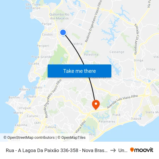 Rua - A Lagoa Da Paixão 336-358 - Nova Brasília De Valéria Salvador - Ba 41307-245 Brasil to Unijorge map