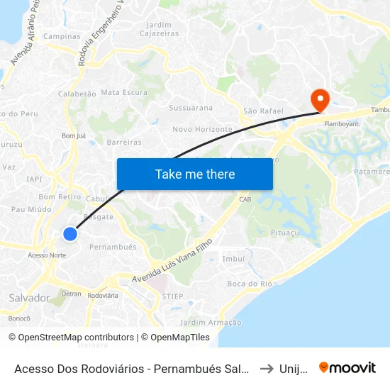 Acesso Dos Rodoviários - Pernambués Salvador - Ba Brasil to Unijorge map