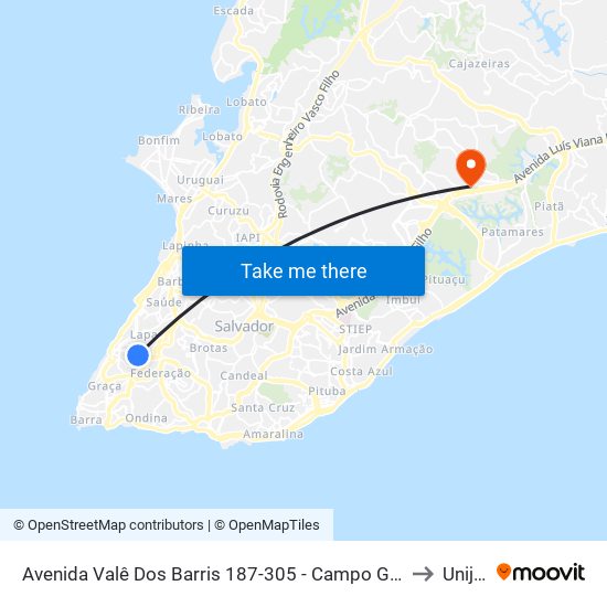 Avenida Valê Dos Barris 187-305 - Campo Grande Salvador - Ba Brasil to Unijorge map