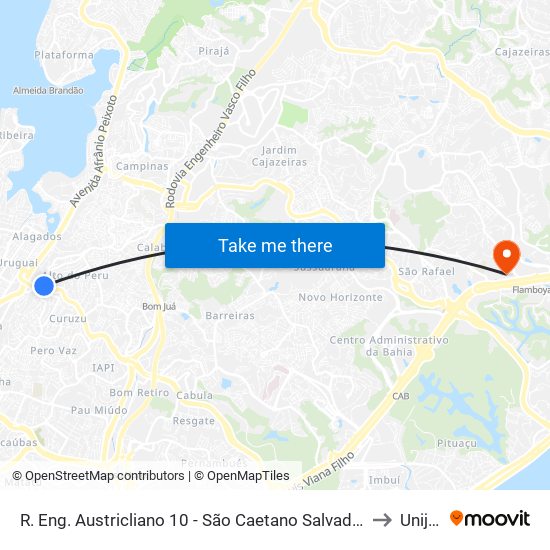R. Eng. Austricliano 10 - São Caetano Salvador - Ba 40391-204 Brasil to Unijorge map