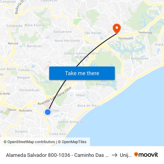 Alameda Salvador 800-1036 - Caminho Das Árvores Salvador - Ba Brasil to Unijorge map