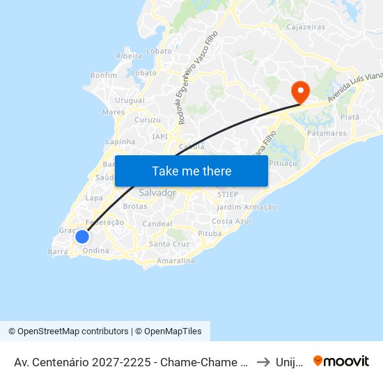 Av. Centenário 2027-2225 - Chame-Chame Salvador - Ba Brasil to Unijorge map