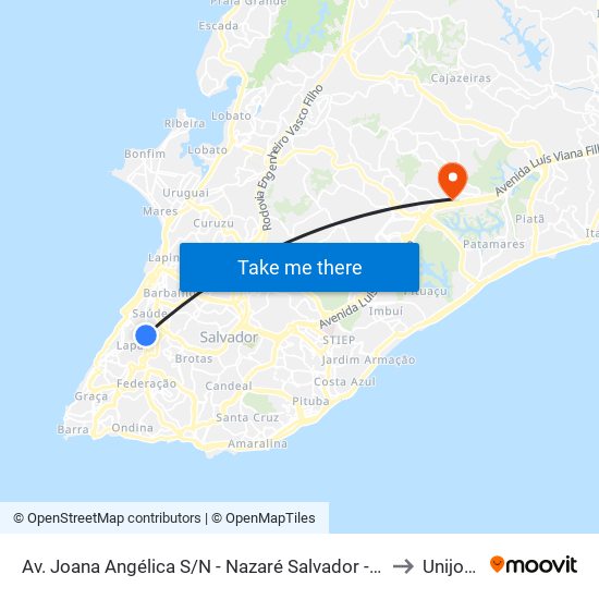 Av. Joana Angélica S/N - Nazaré Salvador - Ba Brasil to Unijorge map