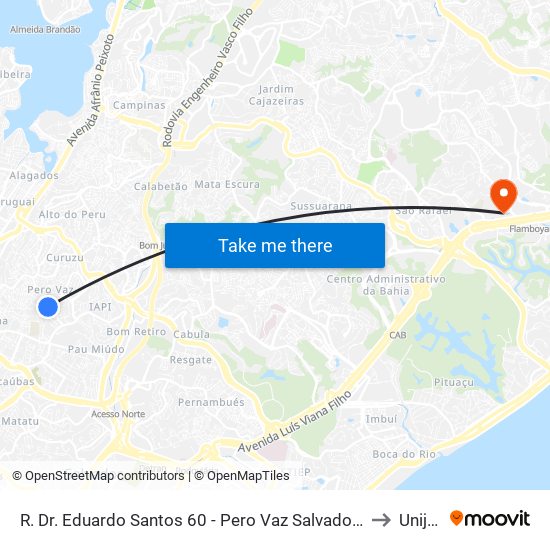 R. Dr. Eduardo Santos 60 - Pero Vaz Salvador - Ba 40340-070 Brasil to Unijorge map