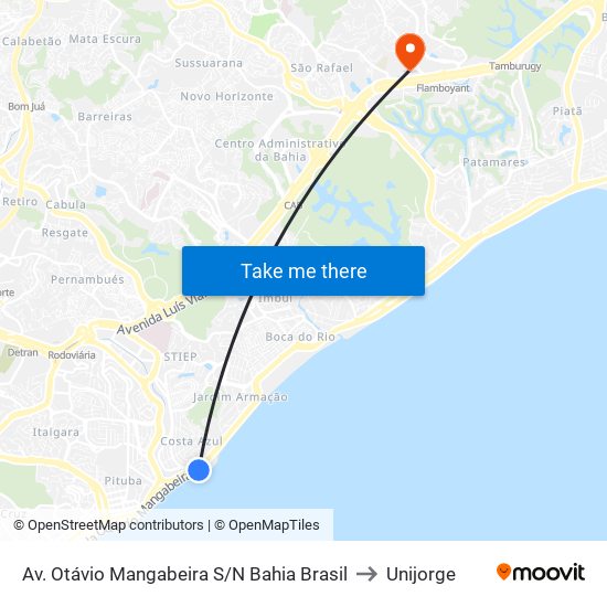 Av. Otávio Mangabeira S/N Bahia Brasil to Unijorge map