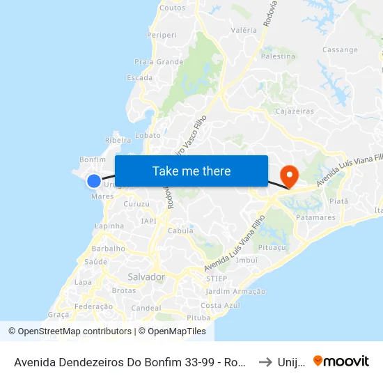 Avenida Dendezeiros Do Bonfim 33-99 - Roma Salvador - Ba Brasil to Unijorge map