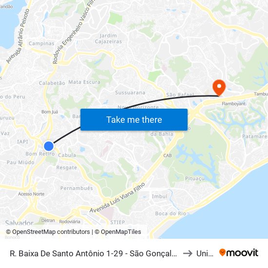 R. Baixa De Santo Antônio 1-29 - São Gonçalo Do Retiro Salvador - Ba Brasil to Unijorge map
