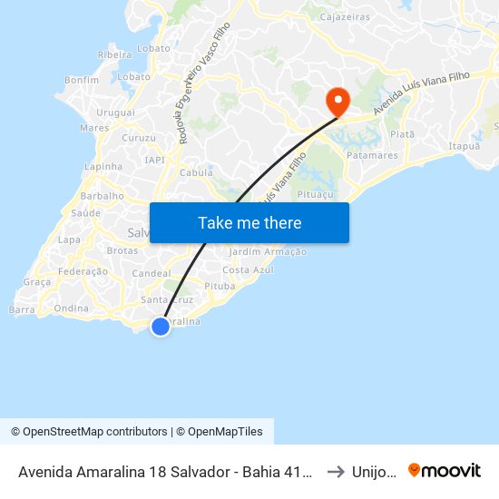 Avenida Amaralina 18 Salvador - Bahia 41900 Brasil to Unijorge map