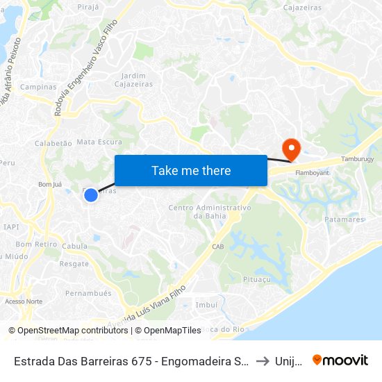 Estrada Das Barreiras 675 - Engomadeira Salvador - Ba Brasil to Unijorge map
