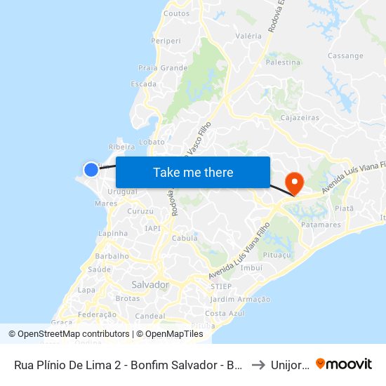 Rua Plínio De Lima 2 - Bonfim Salvador - Ba Brasil to Unijorge map