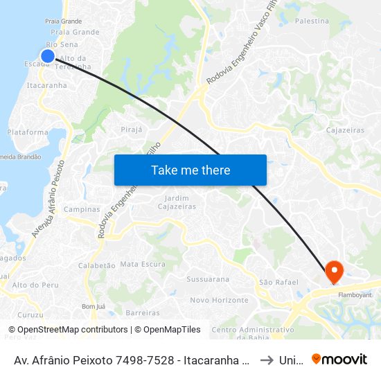 Av. Afrânio Peixoto 7498-7528 - Itacaranha Salvador - Ba 40713-580 Brasil to Unijorge map