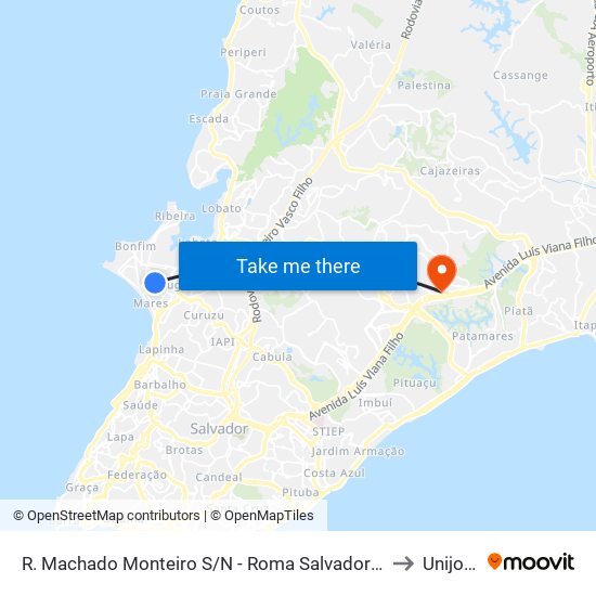 R. Machado Monteiro S/N - Roma Salvador - Ba Brasil to Unijorge map