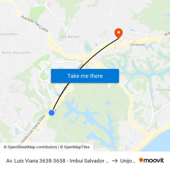 Av. Luís Viana 3638-3658 - Imbuí Salvador - Ba Brasil to Unijorge map