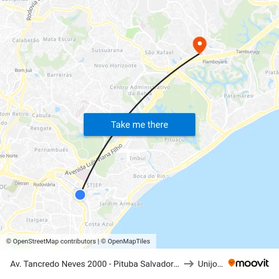 Av. Tancredo Neves 2000 - Pituba Salvador - Ba Brasil to Unijorge map