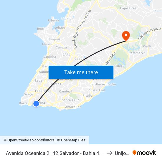 Avenida Oceanica 2142 Salvador - Bahia 40170 Brasil to Unijorge map