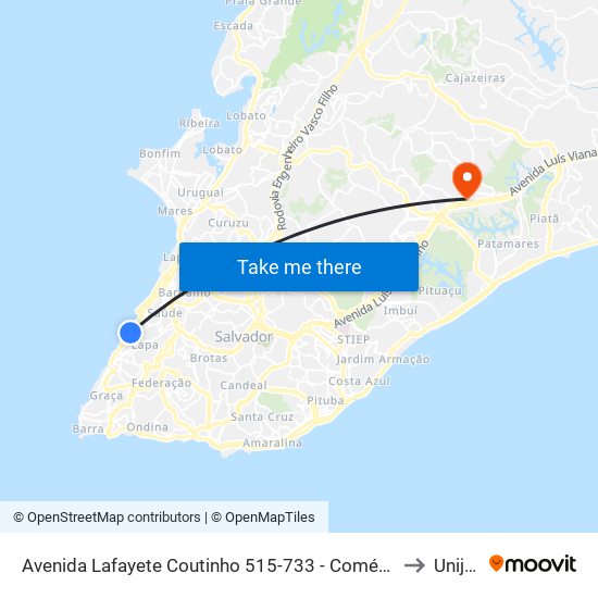 Avenida Lafayete Coutinho 515-733 - Comércio Salvador - Ba Brasil to Unijorge map