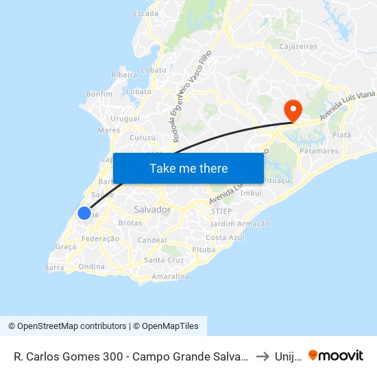 R. Carlos Gomes 300 - Campo Grande Salvador - Ba 40060-330 Brazil to Unijorge map