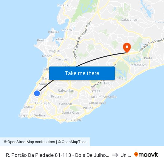 R. Portão Da Piedade 81-113 - Dois De Julho Salvador - Ba 40070-045 Brazil to Unijorge map
