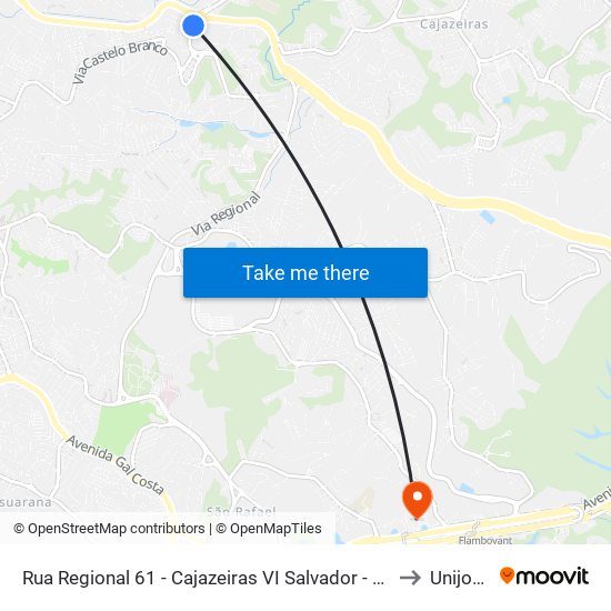 Rua Regional 61 - Cajazeiras VI Salvador - Ba Brasil to Unijorge map