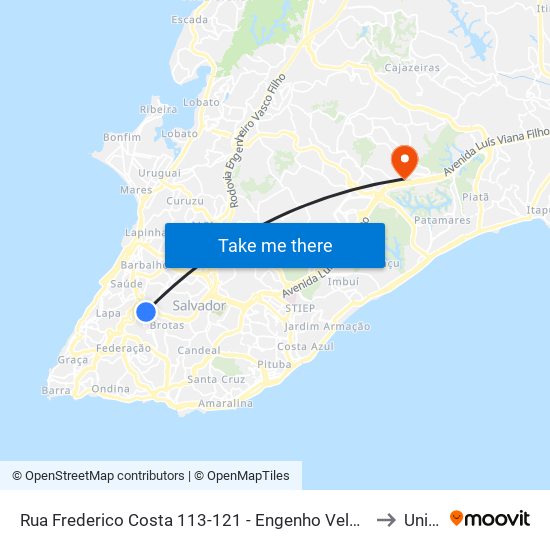 Rua Frederico Costa 113-121 - Engenho Velho De Brotas Salvador - Ba Brasil to Unijorge map