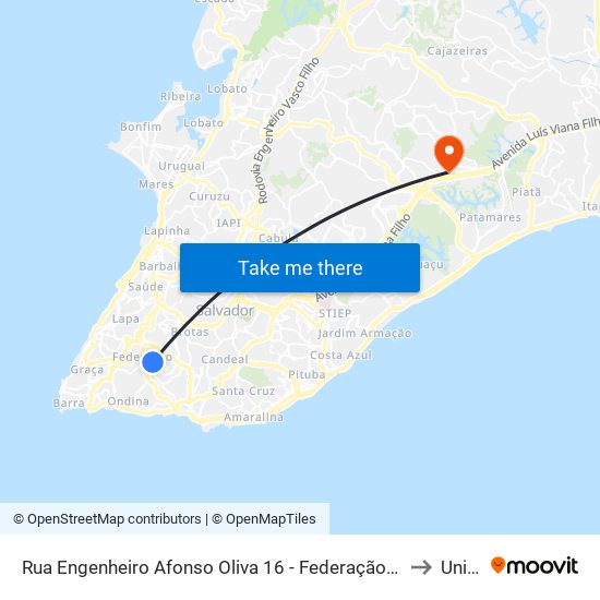Rua Engenheiro Afonso Oliva 16 - Federação Salvador - Ba 40230-370 Brasil to Unijorge map