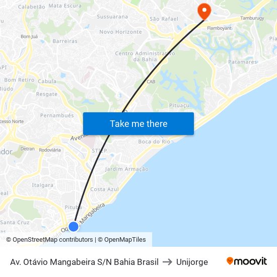 Av. Otávio Mangabeira S/N Bahia Brasil to Unijorge map