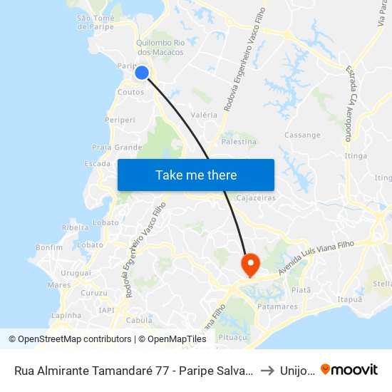 Rua Almirante Tamandaré 77 - Paripe Salvador - Ba Brasil to Unijorge map