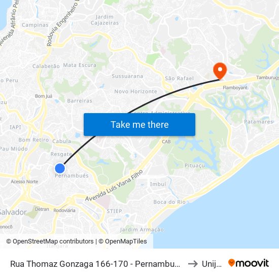 Rua Thomaz Gonzaga 166-170 - Pernambués Salvador - Ba Brasil to Unijorge map