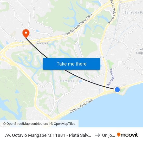 Av. Octávio Mangabeira 11881 - Piatã Salvador - Ba Brasil to Unijorge map