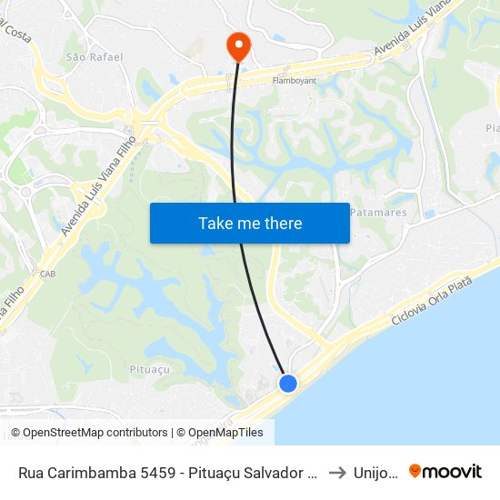 Rua Carimbamba 5459 - Pituaçu Salvador - Ba Brasil to Unijorge map
