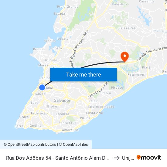 Rua Dos Adôbes 54 - Santo Antônio Além Do Carmo Salvador - Ba Brazil to Unijorge map