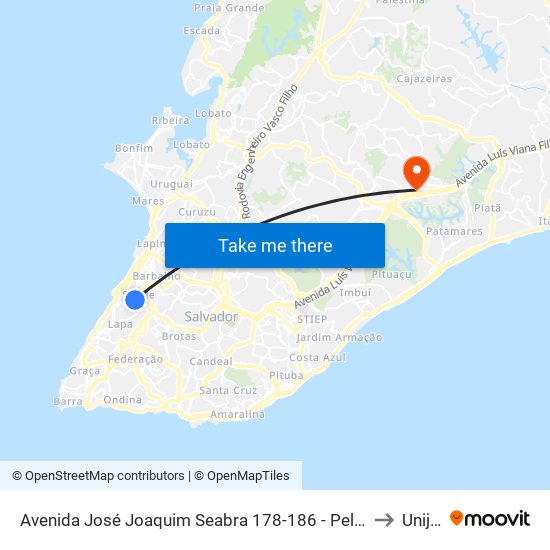 Avenida José Joaquim Seabra 178-186 - Pelourinho Salvador - Ba Brazil to Unijorge map