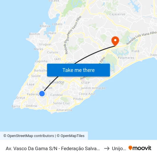 Av. Vasco Da Gama S/N - Federação Salvador - Ba Brasil to Unijorge map