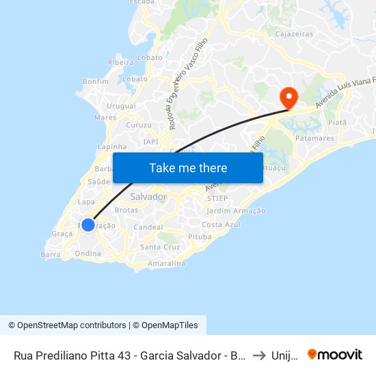 Rua Prediliano Pitta 43 - Garcia Salvador - Ba 40100-200 Brasil to Unijorge map