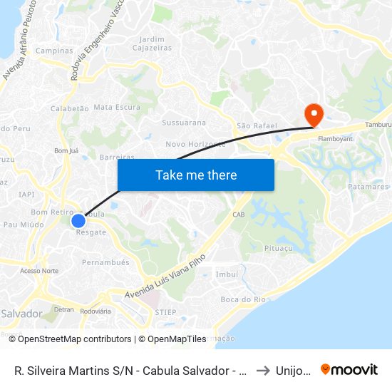 R. Silveira Martins S/N - Cabula Salvador - Ba Brasil to Unijorge map