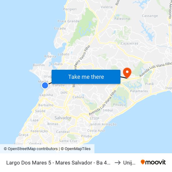 Largo Dos Mares 5 - Mares Salvador - Ba 40445-026 Brazil to Unijorge map