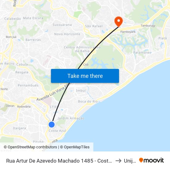 Rua Artur De Azevedo Machado 1485 - Costa Azul Salvador - Ba Brasil to Unijorge map