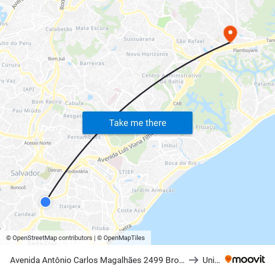Avenida Antônio Carlos Magalhães 2499 Brotas Salvador - Ba 40280-000 Brasil to Unijorge map