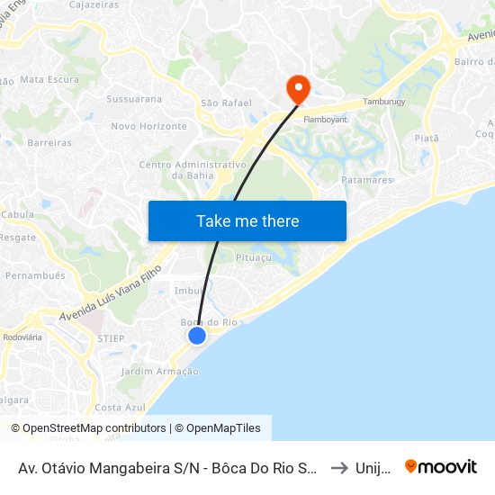 Av. Otávio Mangabeira S/N - Bôca Do Rio Salvador - Ba Brasil to Unijorge map