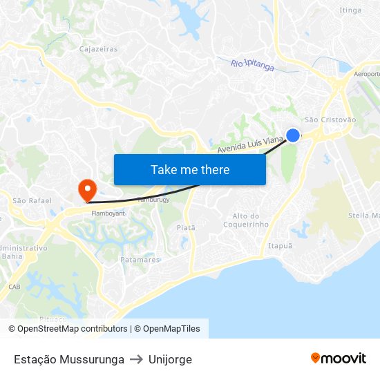 Estação Mussurunga to Unijorge map
