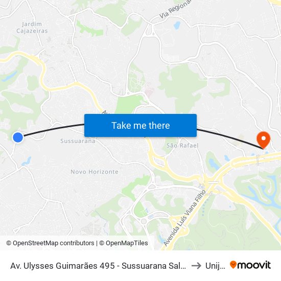 Av. Ulysses Guimarães 495 - Sussuarana Salvador - Ba 41213-000 Brasil to Unijorge map