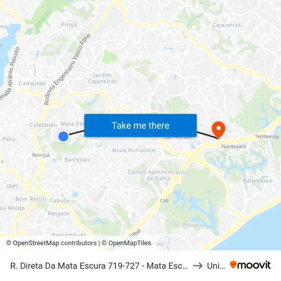 R. Direta Da Mata Escura 719-727 - Mata Escura Salvador - Ba 41225-190 Brasil to Unijorge map
