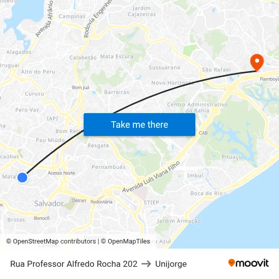 Rua Professor Alfredo Rocha 202 to Unijorge map