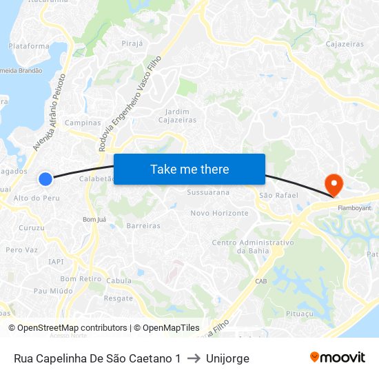 Rua Capelinha De São Caetano 1 to Unijorge map