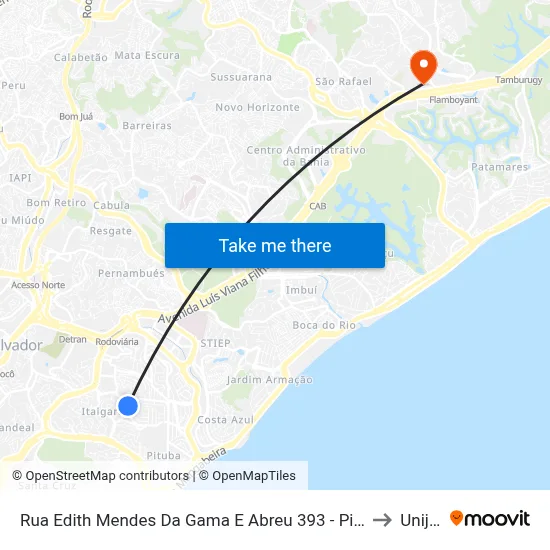 Rua Edith Mendes Da Gama E Abreu 393 - Pituba Salvador - Ba Brasil to Unijorge map