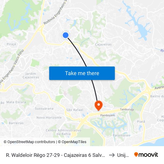 R. Waldeloir Rêgo 27-29 - Cajazeiras 6 Salvador - Ba Brasil to Unijorge map