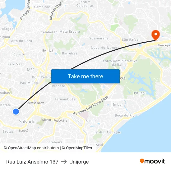 Rua Luiz Anselmo 137 to Unijorge map